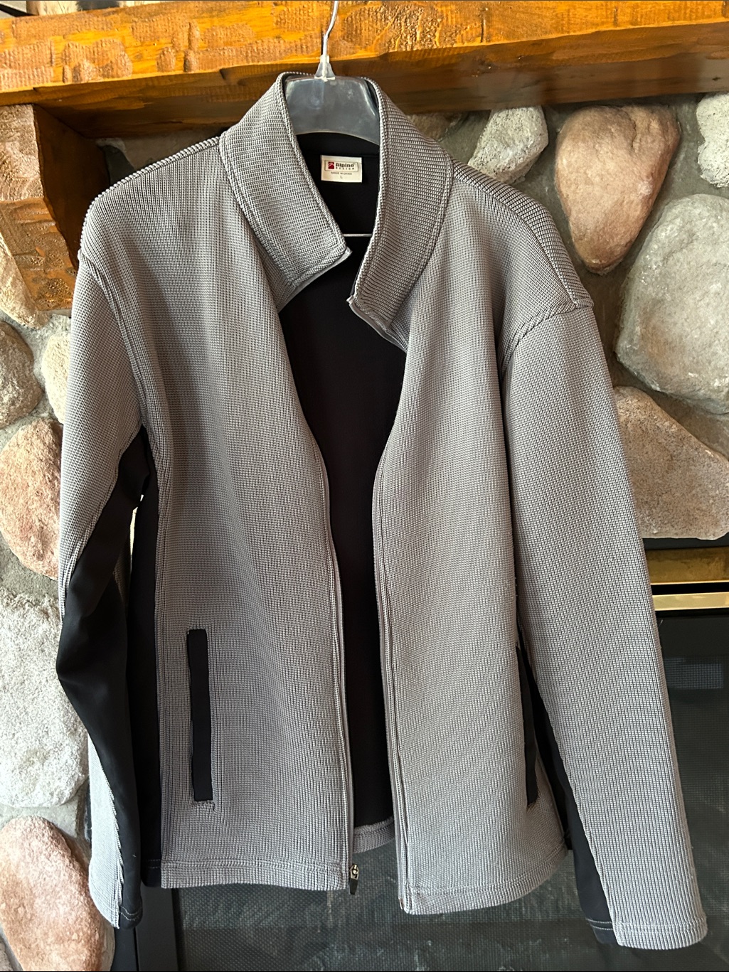 Alpine Design Gray Knit Full Zip Performance Jacket, Size L